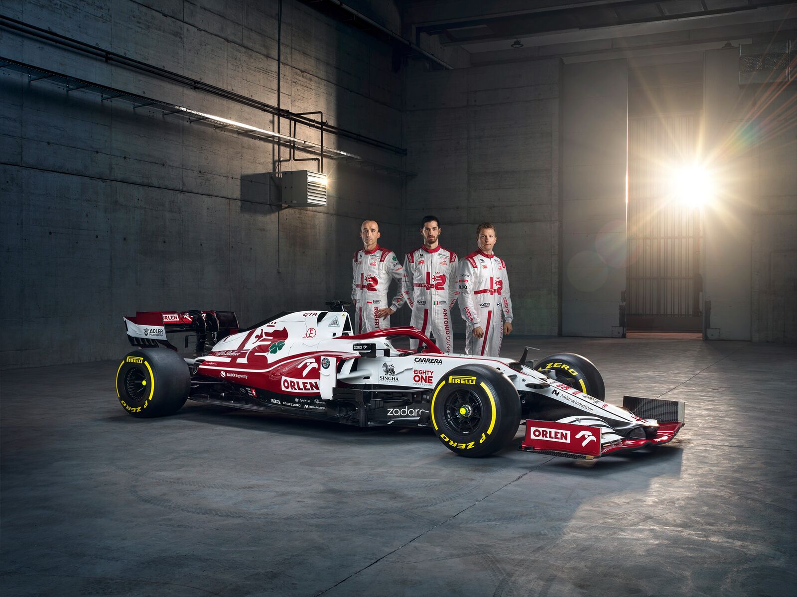 Alfa Romeo Orlen, C41, Kimi Raikkonen, Antonio Giovanazzi, Robert Kubica, Launch, Warsaw, Febrero 2021, Formula 1